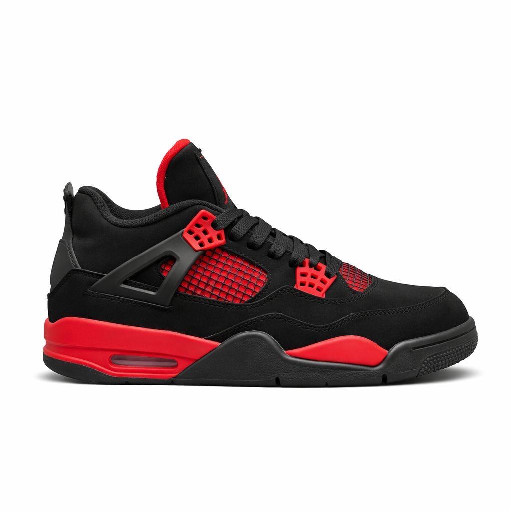 Nike Air Jordan 4 Retro Red Thunder in black and crimson red nubuck and leather