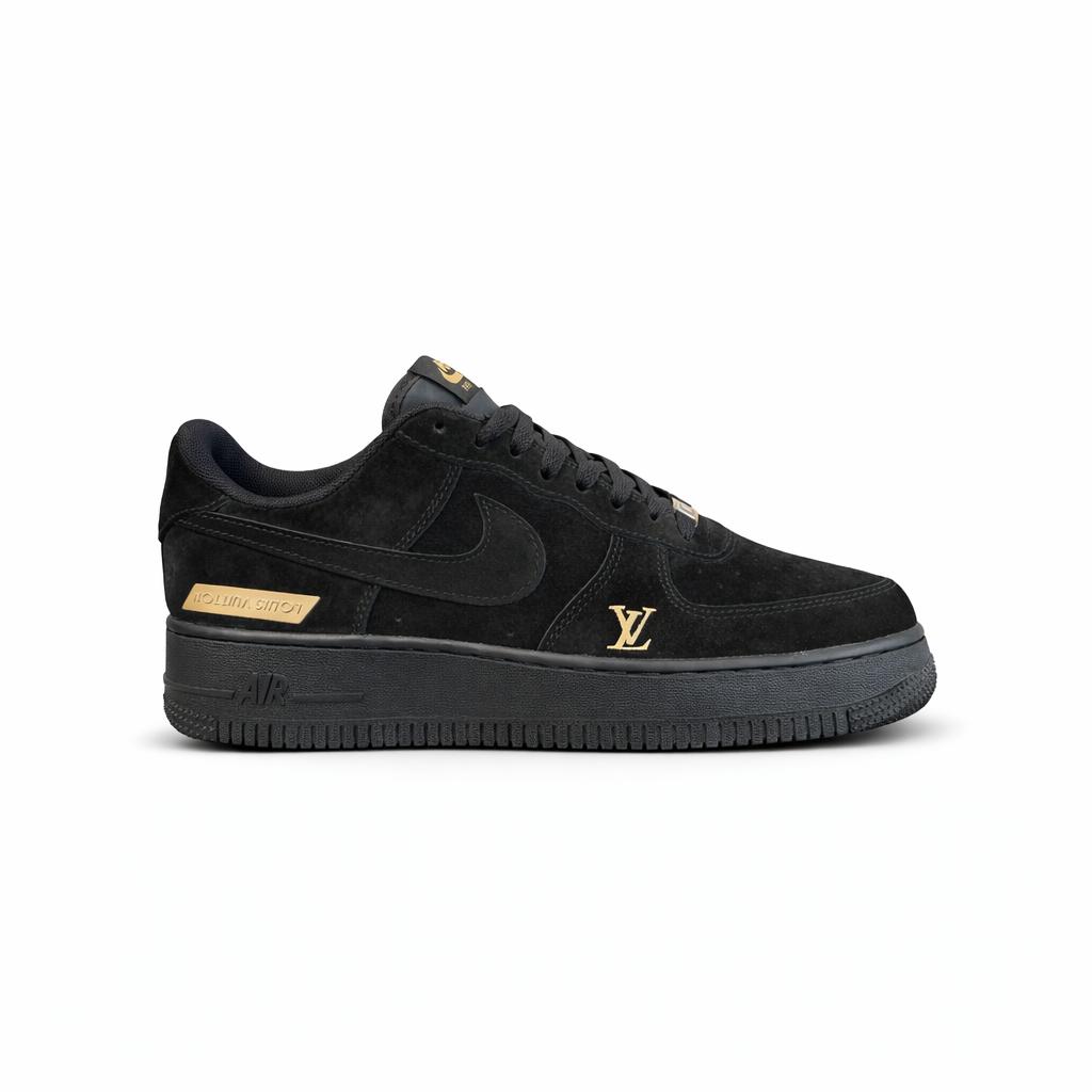 Louis Vuitton Nike Air Force 1 Low By Virgil Abloh in black suede.